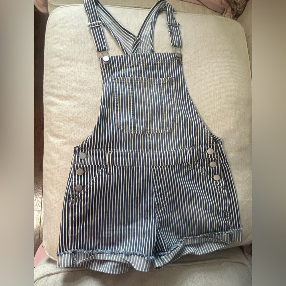 Overall Shorts Woman Stripe Navy Blue
